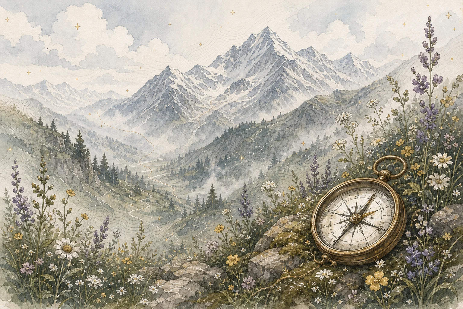 Illustrated alpine setting for the ESO Market Tracker case study